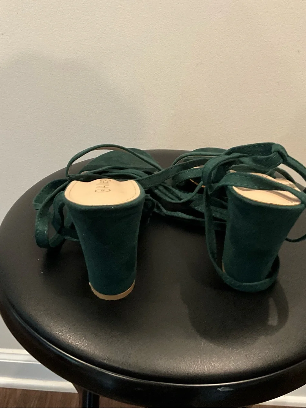 Allegra K Deep Green Suede like Strappy Block Heels size 8